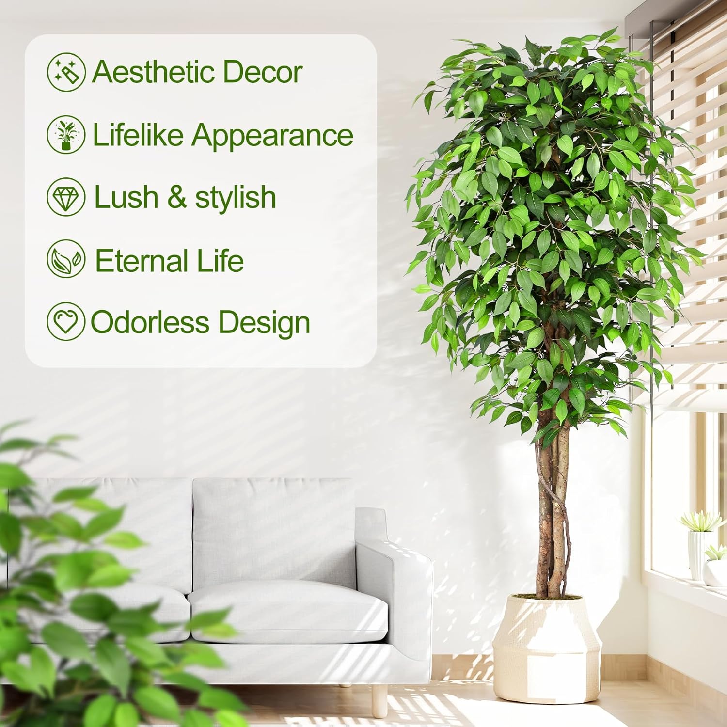 Árbol de Ficus Artificial Real - Dracaena Marginata reseña y precio